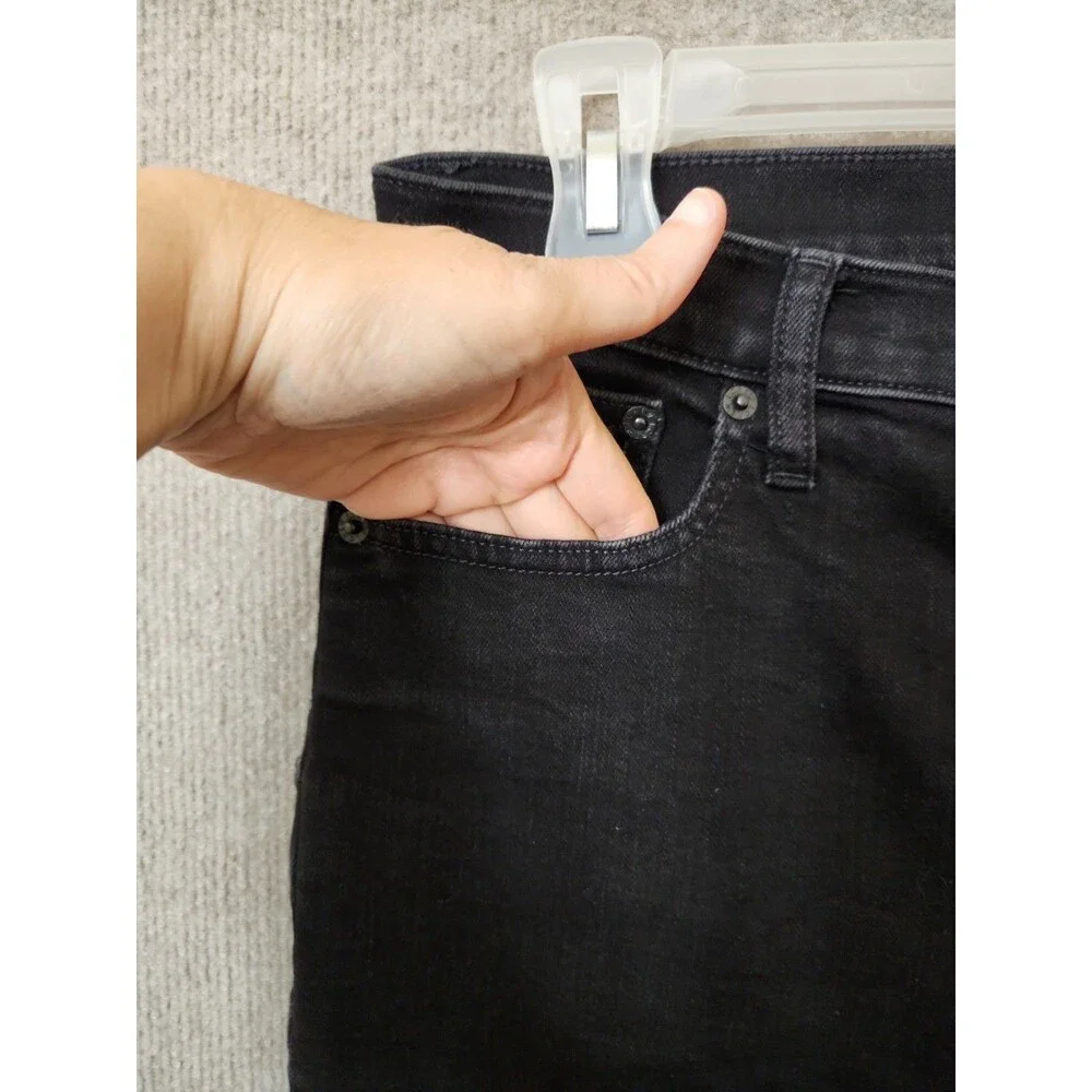 J Crew Hi Rise Stovepipe Jeans Women 29 Tall Black Button Fly Signature Stretch
